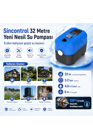 Sincontrol Sn-400aıah32-q4 32 Metre Yeni Nesil Su Pompası 192w
