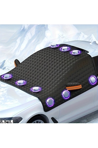 Elmpaly Siyah,238.0 148.01cm Manyetik Araba Örtüsü Ultraviyole Kar Tozu Korumalı Kalın Kışlık Don Örtüsü İç Ve Dış Mekan Kullanımı