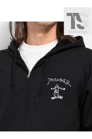 Tarzsokak Trasher Skate Sweatshirt Fermuarlı Hırka Siyah Siyah