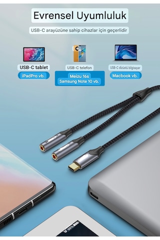 Riksoin Type-c To 3.5mm Aux Ses Kulaklık Ayırıcı 2'si 1'arada