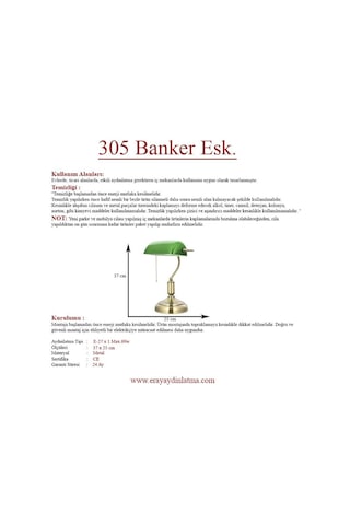 Banker Masa Lambası Pvc Başlıklı Yeşil- Eskitme