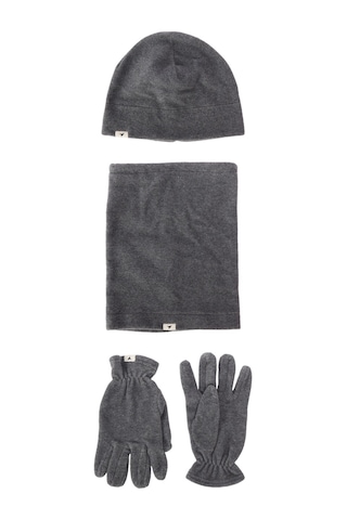 AC&Co / Altınyıldız Classics Erkek Antrasit-melanj Anti-pilling Sıcak Tutan Su Itici Polar Bere Boyunluk Eldiven Set