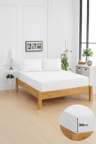 Mirava Premium %100 Pamuk Penye Lastikli Tek Kişilik Çarşaf Takımı 1 Yastık Kılıfı Dahil Beyaz 100x200cm Beyaz