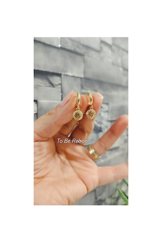Çelik Kız Çocuk/bebek Küpesi Zirkon Taşlı Kalpli Model Kalpli Model