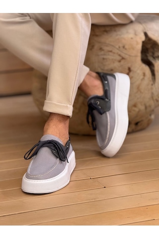 Roof Atelier Erkek Antrasit Triko Kalın Taban Loafer Ayakkabı - 2602 - Triko Antrasit