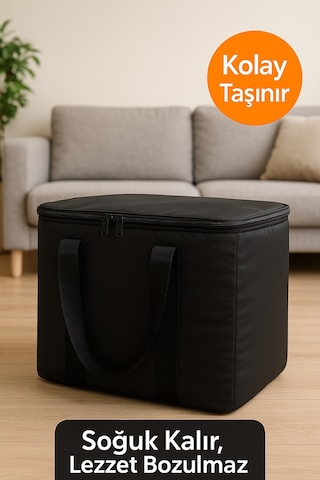 40 Litre Termos Çanta Yalıtımlı Plaj, Piknik, Kamp Ve Günlük Kullanıma Uygun Siyah