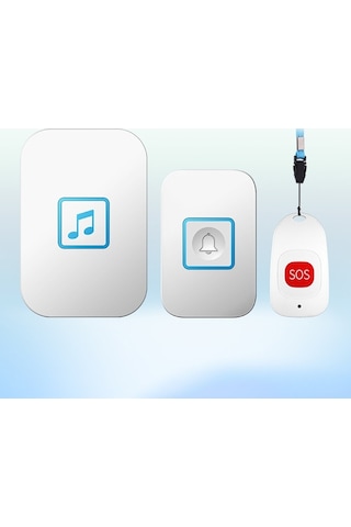 Cacazı C86 Kablosuz Sos Çağrı Cihazı Kapı Zili Yaşlı Adam Çocuk Acil Durum Alarmı Uzaktan Çağrı Zili Ab Tak Beyaz