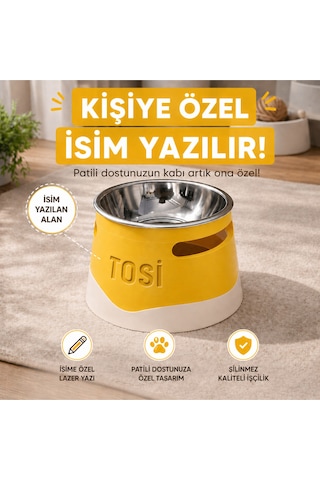 İsime Özel Yükseltilmiş Köpek Mama Kabı Paslanmaz Çelik Hazne, Ergonomik Tasarım