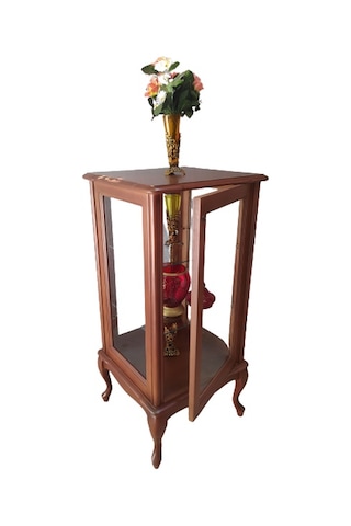 Bengimobilya Gümüşlük Kare Model 98 Cm Parlak Ceviz Boya Kayın Lükens Aslan Ay