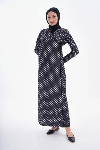 Puantiyeli Yandan Bağlamalı Namaz Elbisesi-21008 Gül Kurusu