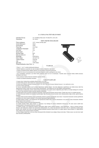 20w Siyah Ray Spot Armen 6500k Beyaz Işık
