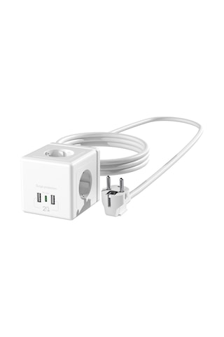Northcity S-lınk Prz04 4 Soket Akım Korumalı Priz 1x Type-c 2xusb 5v 2mt Kablo 306 Joule Küp Tasarım Beyaz 1923