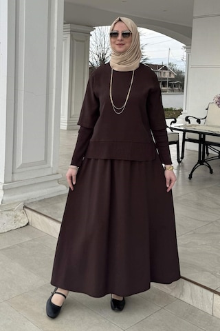 Rabia Şamlı Ela Modal Takım Kahve Çok Renkli