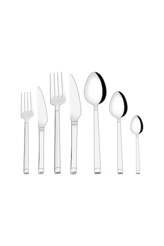 Serenk Barselona Çelik Çatal Kaşık Bıçak Takımı 42 Parça Gümüş