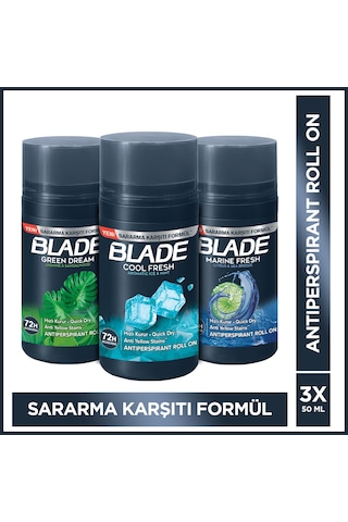 Blade Cool Fresh + Green Dream + Marine Erkek Roll-On Deodorant 3 x 50 ML