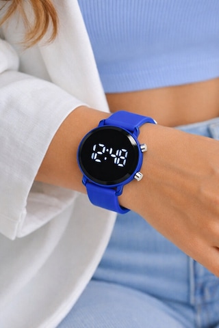 Mavi Led Dijital Kol Saati Silikon Kordonlu Unisex Modern Spor Kadın Erkek Çocuk Saat Mavi