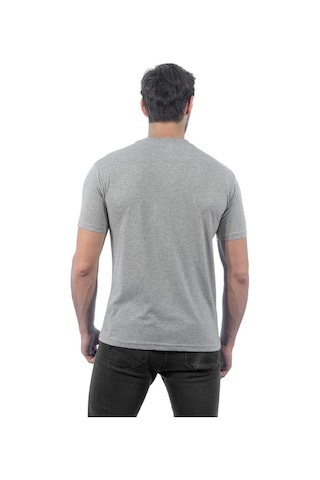 Sıfır Yaka Tişört, Gri -112E630- Bisiklet Yaka Tshirt, T-Shirt