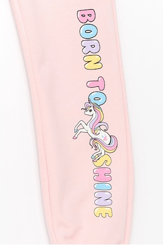 LC Waikiki Lcw Kids Pembe Beli Lastikli Baskılı Kız Çocuk Jogger Eşofman Altı Pınk