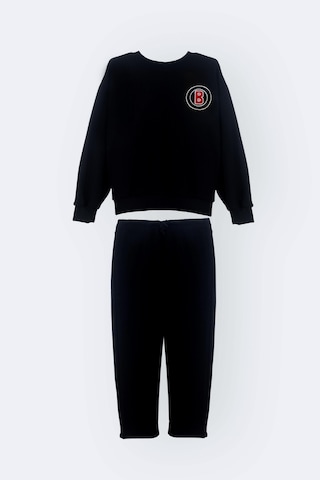 Erkek Çocuk B Nakışlı Alt Üst Pamuklu Takım 3-4 Yaş 8-9 Yaş Siyah