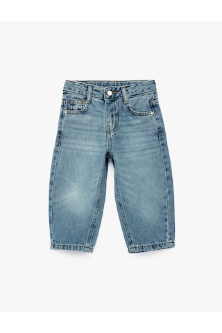 Koton Pamuklu Oversize Denim Pantolon Orta İndigo 7wmb40003td