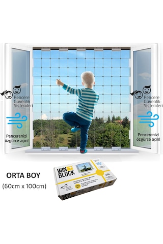 ORTA BOY - WINBLOCK Çocuklar için Pencere Çelik Güvenlik Ağı – Ye