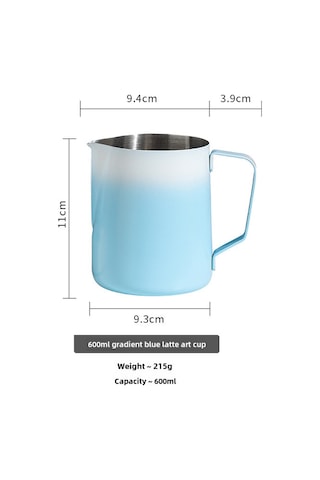 Reedark 304 Paslanmaz Çelik Kahve Latte Kapı, Renkli Gradyan Desenli, Uygun Tıpa Ve Fonksiyonuyla Ev Ve Café Kullanıma İdeal 600ml Mavi Gradyan Diğer