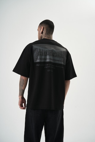 Respire Erkek Da Vinci Baskılı Oversize T-shirt Siyah