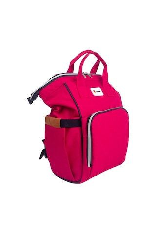 Lugami 06 Anne Bebek Bakım Sırt Çantası Biberon Termoslu Sıvı Geçirmez Pembe