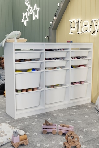 Bofigo 12 Sepetli Dolap Çok Amaçlı Dolap Oyuncak Dolabı Lara Beya