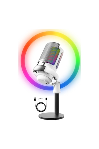Rgb Mikrofon Seti Stream Sgaming Işıklı Mikrofon Ses Kayıt Cihazı