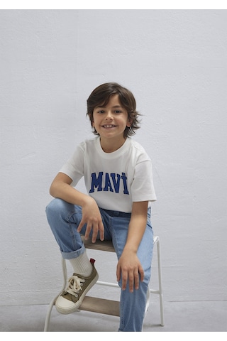 Mavi - Mavi Logo Baskılı Ekru Tişört 6610418-70057 Ekru