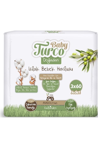 Baby Turco Doğadan Bebek Islak Mendil 3 X 60 Adet