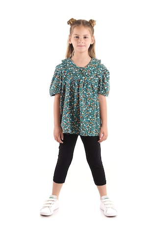 Ahengim Kız Çocuk Takım Vizkon Bluzlu Taytlı Alt Üst Takım Pamuklu Ak2521 Yeşil