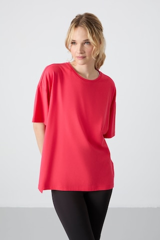 Tommy Life Rose Penye Modal Yumuşak Tuşeli Oversize Fit Basic Kadın T-shirt- 97285 Rose