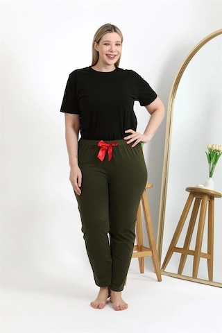 Mtm My The Mall Kadın Pamuklu Büyük Beden Alt Pijama Haki Haki