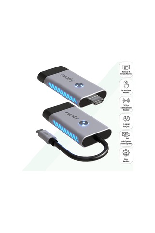 Type-c To Hdmı Kablosuz Görüntü Aktarıcı 50m 4k, 100w Pd Hızlı Şarj, 5ghz V0302002