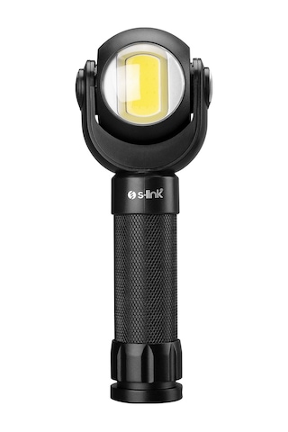 S-Link Sl-F860 3w Pilli Döner Çift Başlıklı El Feneri Siyah