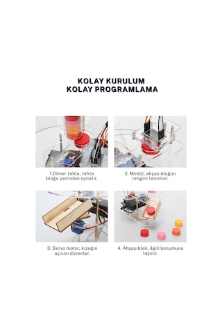 Programlanabilir Renk Ayırıcı Robot Kiti Arduino Uyumlu Robotik Ve Stem Eğitim Deney Seti