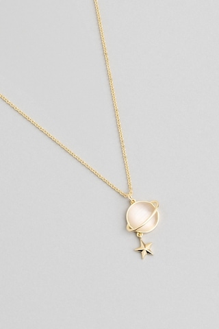 So Chic Satürn 18 Ayar Sarı Altın Kaplama 44 CM Gümüş Minimal Kolye