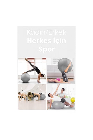 65 Cm Pilates Topu Ve Pompa Seti 155-170 Cm Boy İçin Uygun Dayanıklı Anti-slip Gri