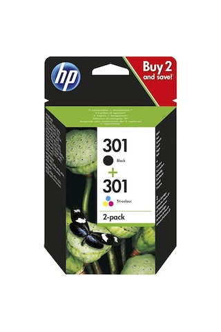 Hp 301 2'Li Paket Siyah/Üç Renkli Mürekkep Kartuş N9J72Ae