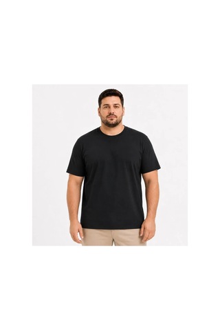 Butik İstanbul Erkek Battal Big Size Basic Tişört Bisiklet Yaka Rahat Kalıp T-shirt - Siyah