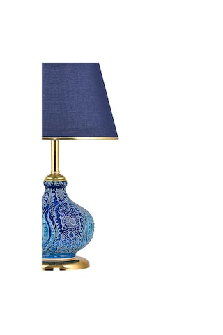 Patara Masa Lambası Abajur Mavi Çinili Gold Mavi