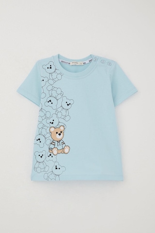 Breeze Erkek Bebek Şortlu Takım Oyuncak Bebek Ayıcık Baskılı 9 Ay-3 Yaş, Açık Mavi Açık Mavi