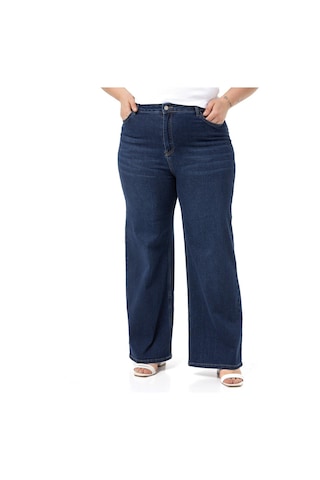 Disentis Büyük Beden Yüksek Bel Geniş Paça Lacivert Denim Pantolon-lacivert Lacivert