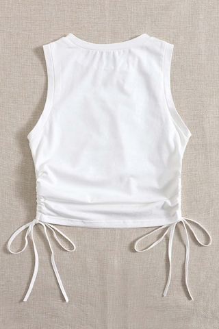 Merry See Yanları Büzgülü Kolsuz Bluz Crop Top Atlet Beyaz