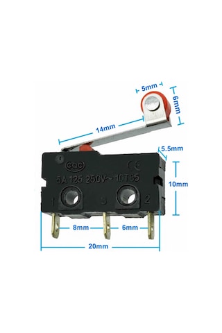 Makaralı Micro Switch Anahtar 5a 5a 250v Rulo Makara Kollu No Nc Com Spdt Sınırlayıcı Momentary