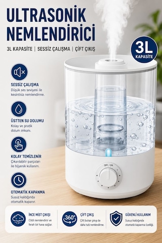 Q2 3.0 Lt Hava Nemlendirici Buhar Makinesi Ultrasonik Difüzör Oda Nemlendirici Hava Nemlendiricisi