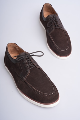Fame Step Hakiki Deri Erkek Loafer Ayakkabı Casual Süet Günlük Rahat Bağcıklı Model Ravenna Kahverengi