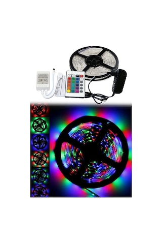 Led Animasyonlu Tak Çalıştır Kumandalı Trafolu Rgb Şerit Işık Aydınlatma 5 Metre Beyaz